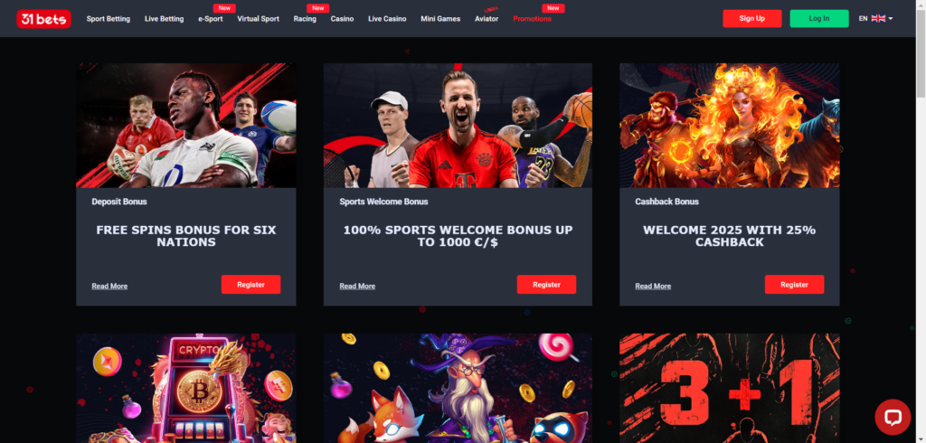 Learn 31 Bets Casino promotions page