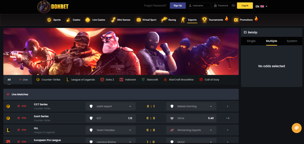 Learn DonBet Casino esports page