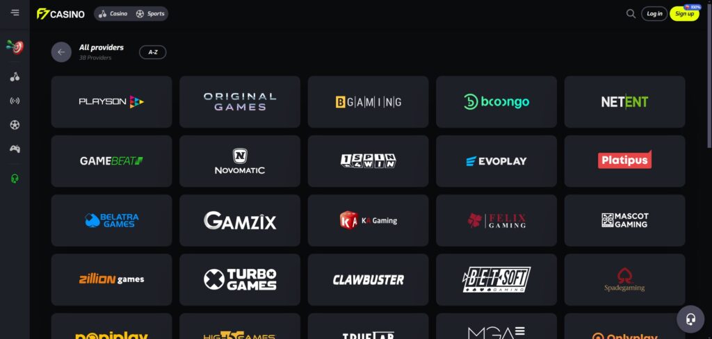 Discover F7 Casino providers page