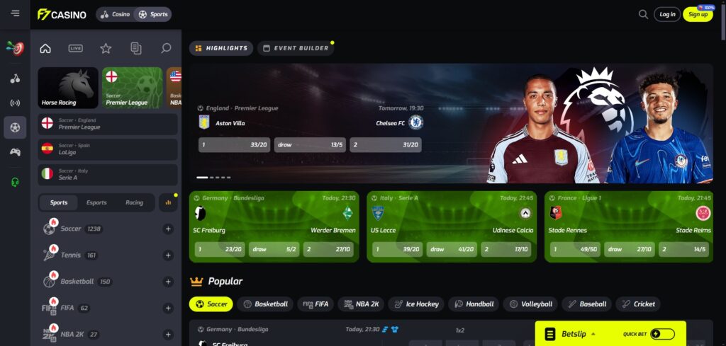 Explore F7 Casino sports page