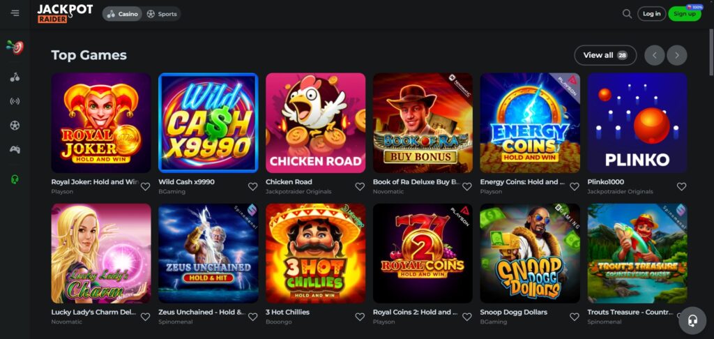 Discover Jackpotraider Casino slots page