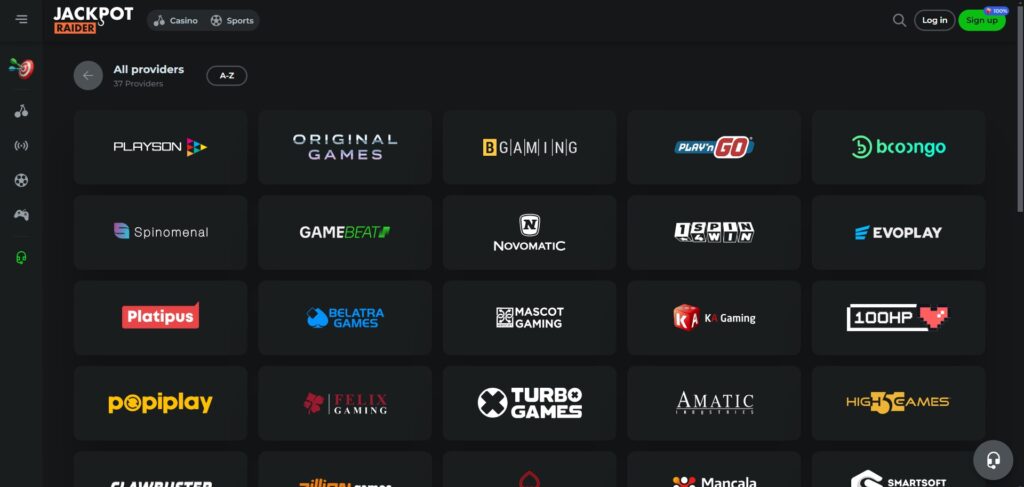 Learn Jackpotraider Casino providers page