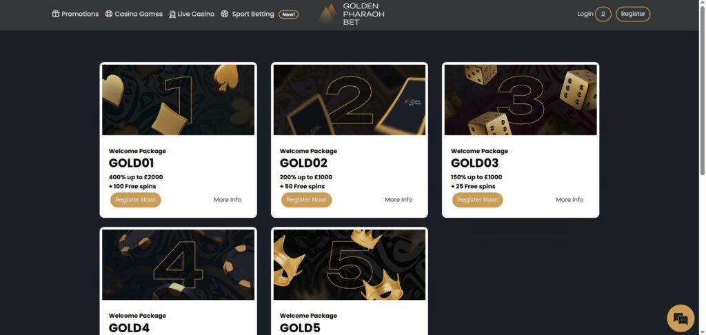 Explore Golden Pharaoh Casino promotions page