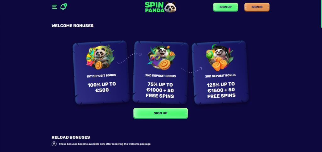 Learn Spin Panda Casino promotions page